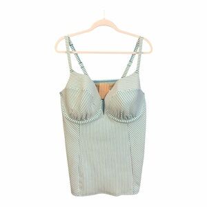 Cacique Tankini Top Lightly Lined Balconette NWT 40G Swim Seersucker Striped DO1
